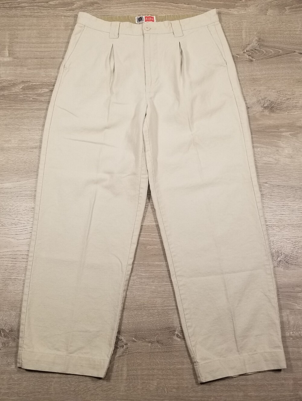 Vintage 90s Arizona Jean Co Pleated Linen Blend Khaki Pants Mens 34x32 Beige